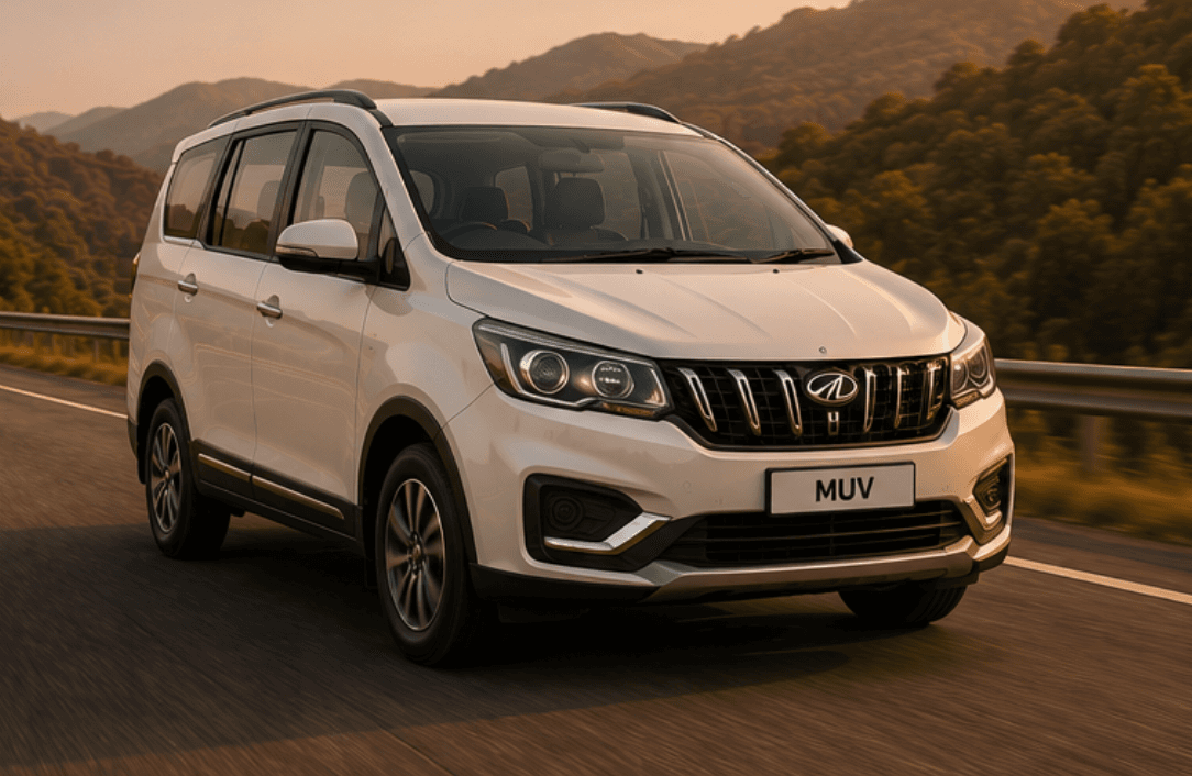 MUV (Ertiga-class, silver, three-quarter)